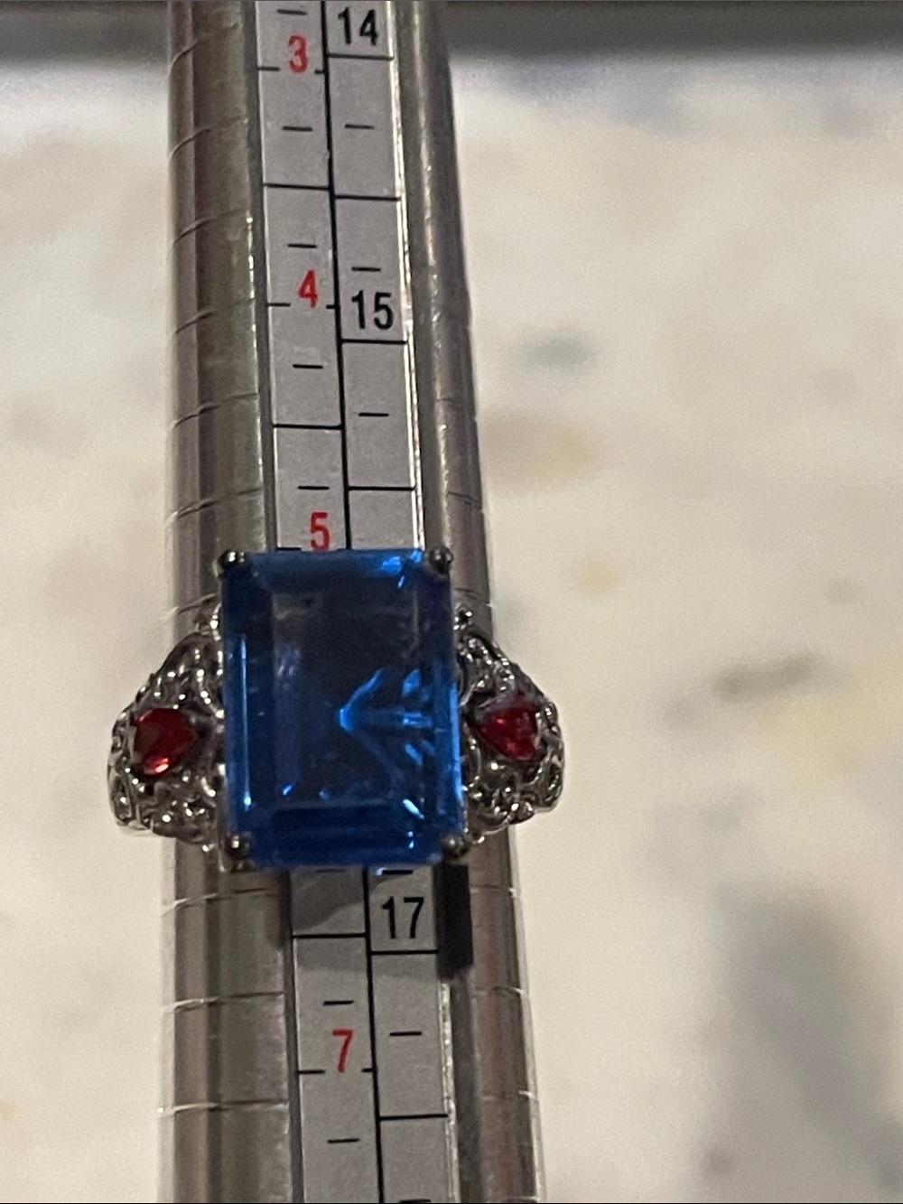 NWOT 925 Sapphire Ruby Silver Ring Size 6 - Picture 6 of 13